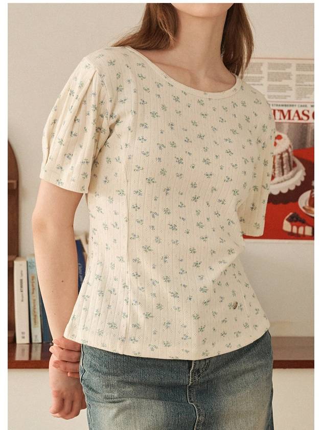 Jelly bean flower slim fit short sleeve t shirt cream - MICANE - BALAAN 3