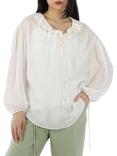 Stella Mccartney White Pinstripe Blouse, Brand Size 36 (US Size 2) - STELLA MCCARTNEY - BALAAN 1