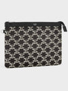 Strap Triomphe Canvas Two-Tone Calfskin Pouch Bag Black - CELINE - BALAAN 4