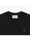 Chain Stitch Heart Logo Long Sleeve T-Shirt Black - AMI - BALAAN 4