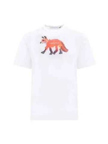 Fox Print Cotton Short Sleeve White KM00105KJ0008 - MAISON KITSUNE - BALAAN 1