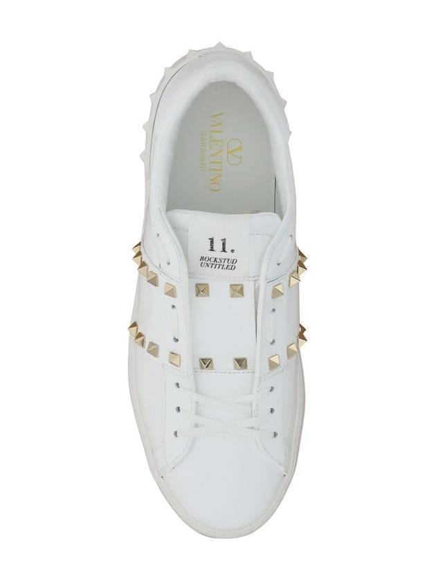 Rockstud Untitled Calfskin Low Top Sneakers White - VALENTINO - BALAAN 6