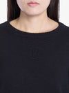 Triomphe Jacquard Crew Neck Heritage Cashmere Knit Top Black - CELINE - BALAAN 3