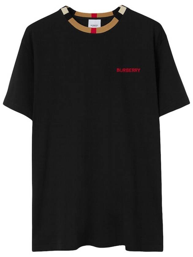 Icon Stripe Neck Short Sleeve T-Shirt Black - BURBERRY - BALAAN 2