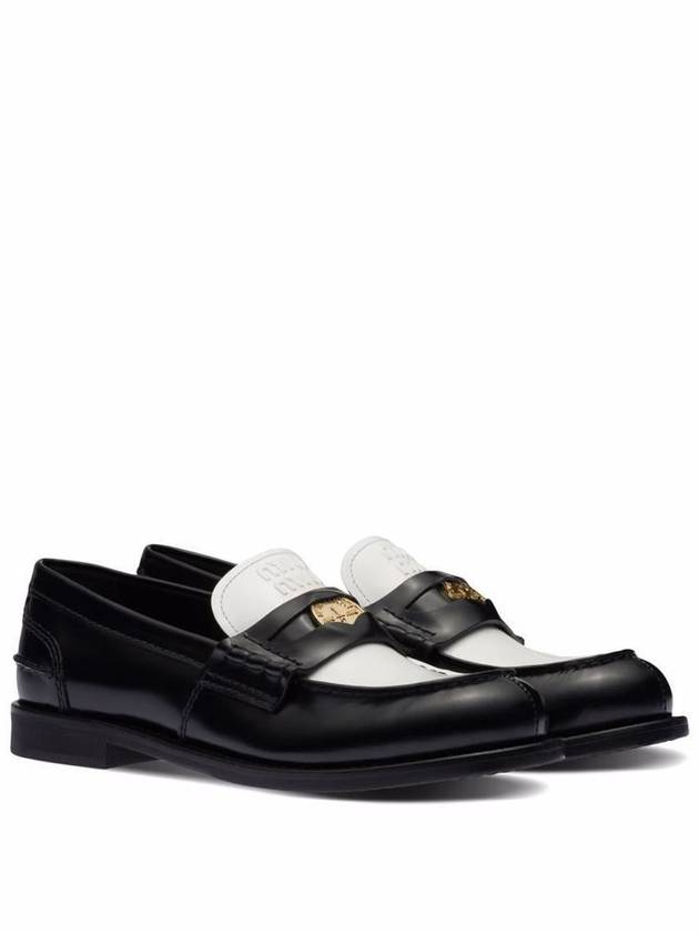 Leather Penny Loafers White Black - MIU MIU - BALAAN 3