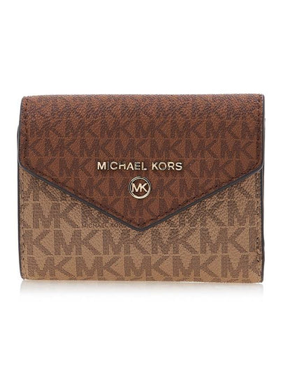 Jet Set Two-Tone Signature Logo Tri-Fold Half Wallet Camel - MICHAEL KORS - BALAAN 2