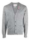 Men's Jersey Stitch V-Neck Cardigan Light Grey - THOM BROWNE - BALAAN 2