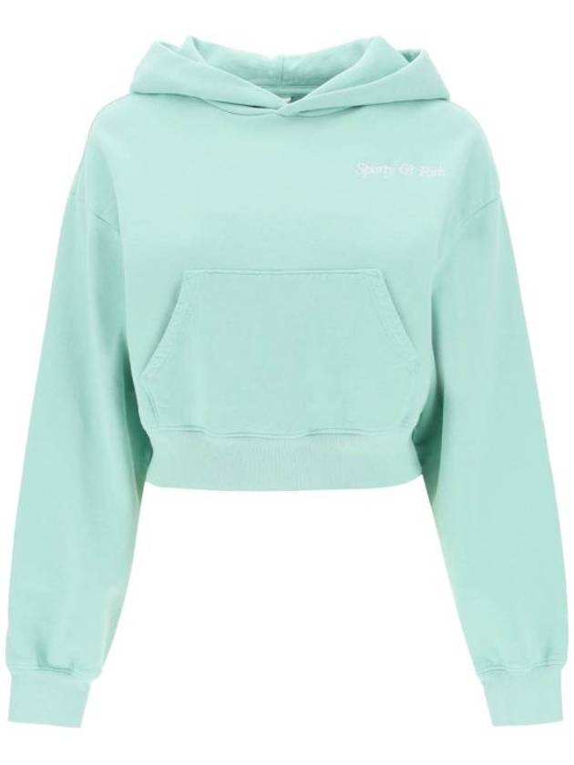 Cropped Cotton Hoodie Mint - SPORTY & RICH - BALAAN 2