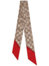 GG Print Horsebit Silk Neck Bow Twilly Scarf Beige Red - GUCCI - BALAAN 3