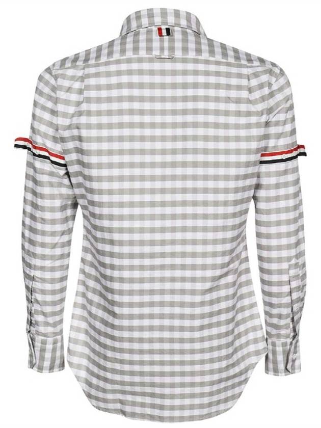 Men's Check Oxford Long Sleeve Shirt Grey - THOM BROWNE - BALAAN 3