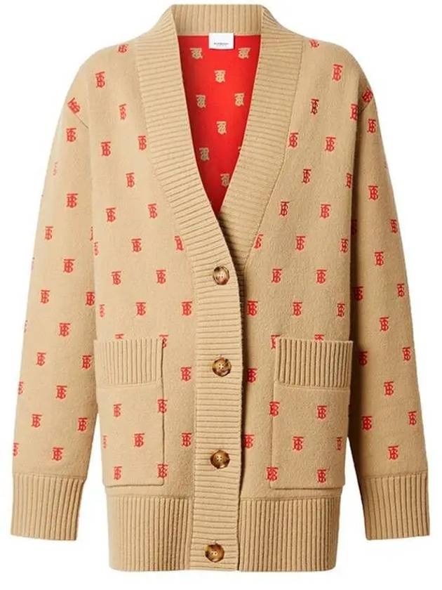 Monogram Wool Cashmere Oversized Cardigan Archive Beige - BURBERRY - BALAAN 2