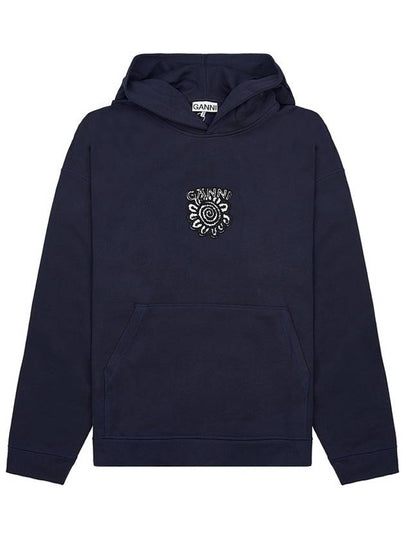 Oversized Isoli Flower Organic Cotton Hoodie Sky Captain - GANNI - BALAAN 2