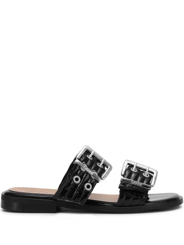 Buckle Flat Leather Sandals S2664 - GANNI - BALAAN 1