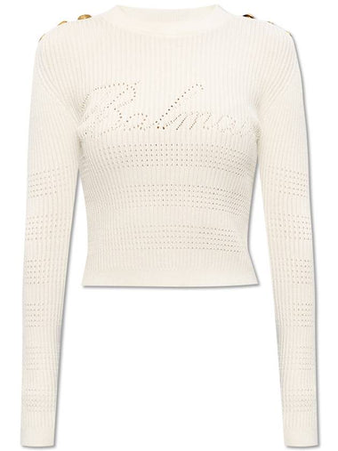 Balmain Ribbed Sweater With Logo, Women's, White - BALMAIN - BALAAN 1