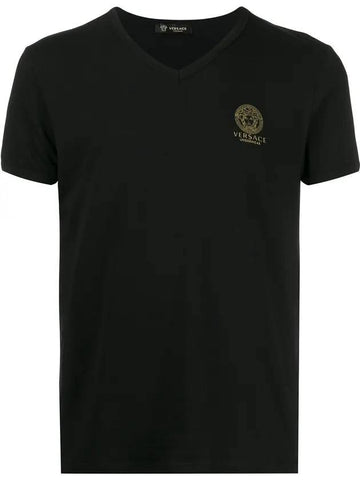 Men's Chest Medusa Logo Short Sleeve T-Shirt Black - VERSACE - BALAAN 1