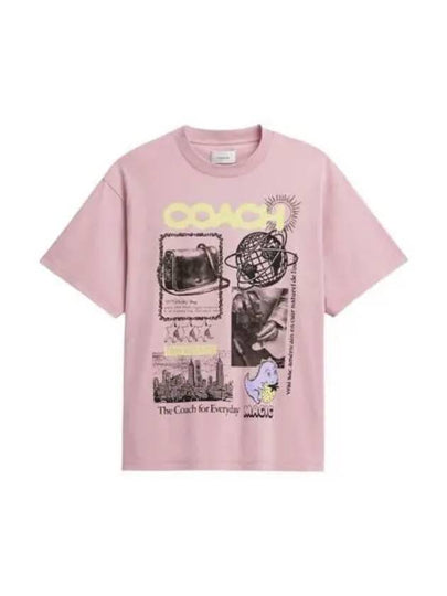 Graphic Relaxed Fit Organic Cotton Short Sleeve T-Shirt Pink - COACH - BALAAN 2