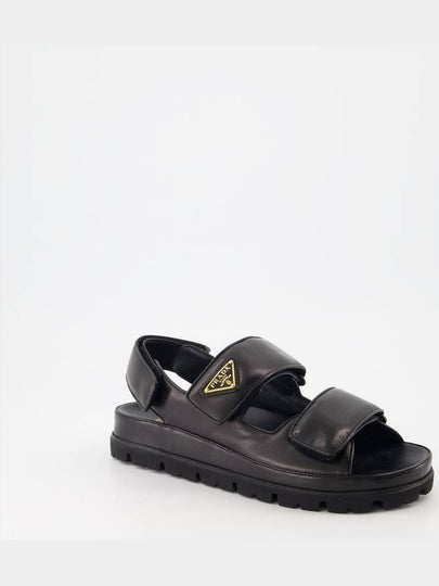 Flat Nappa Leather Sandals Black - PRADA - BALAAN 2