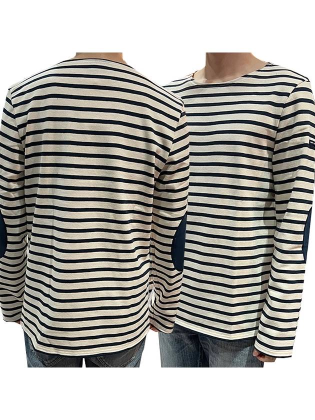 Meridien Mode Elbow Patch Striped Long Sleeve T-Shirt Ecru Navy - SAINT JAMES - BALAAN 2