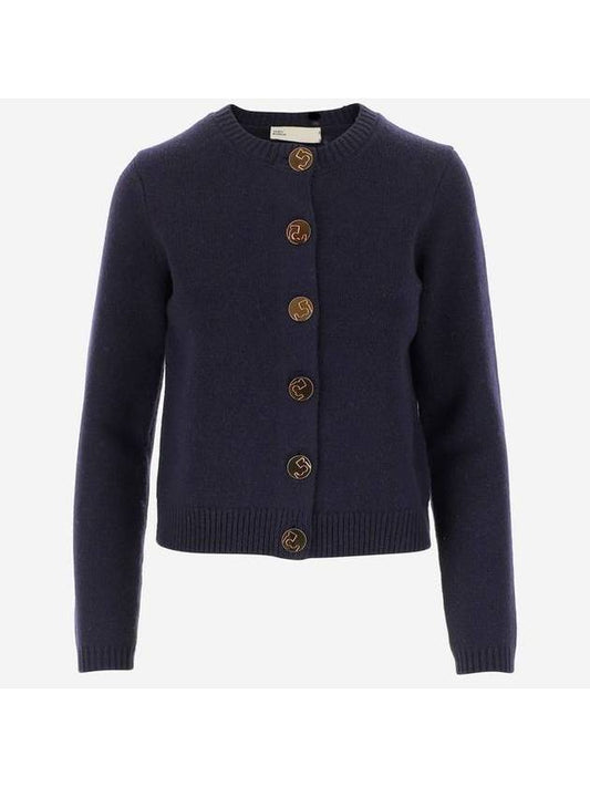 Logo button wool cardigan - TORY BURCH - BALAAN.