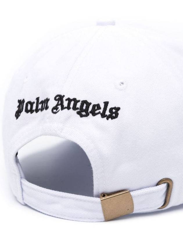 Monogram Embroidered Base Ball Cap White - PALM ANGELS - BALAAN 3