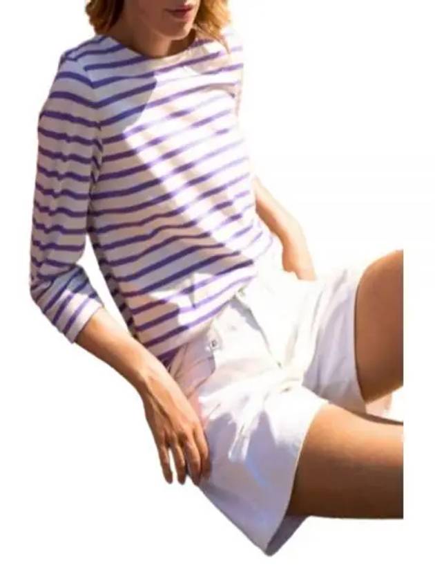 Galathee Striped Sailor Long Sleeve T-Shirt Ecru Violet - SAINT JAMES - BALAAN 2