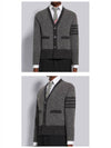 Men's Jersey Stitch Mohair Tweed 4 Lines V-Neck Cardigan Grey - THOM BROWNE - BALAAN 5