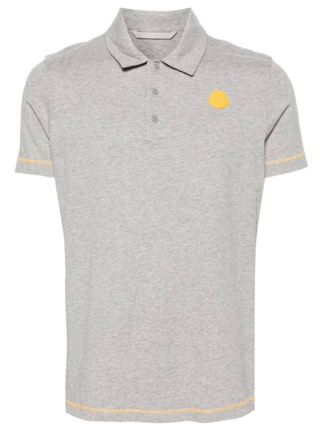 Men's Logo Patch Polo Shirt Grey - MONCLER - BALAAN 1