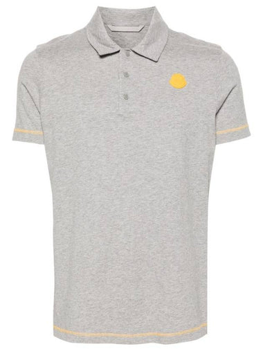 Men's Logo Patch Polo Shirt Grey - MONCLER - BALAAN 1