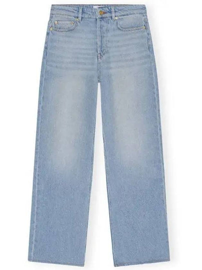 Overdyed Heavy Izey Straight Jeans Light Blue - GANNI - BALAAN 2