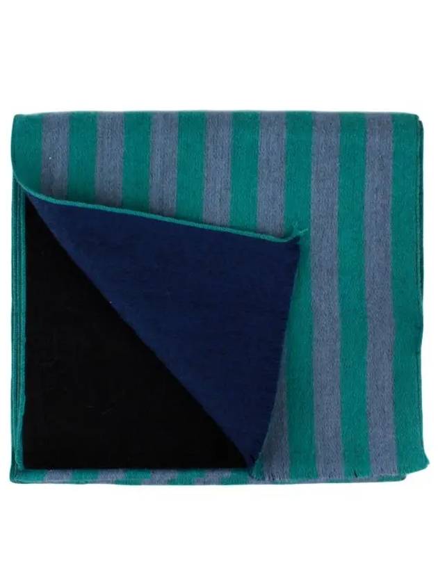 Men's Striped Wool Muffler Green Grey - PAUL SMITH - BALAAN 4