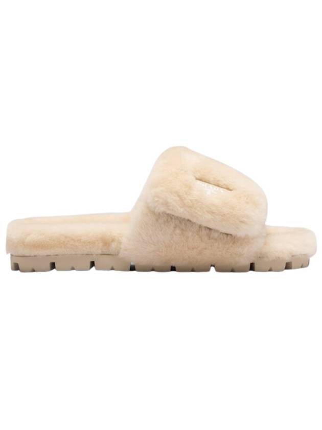 Shearling Slide Slippers Ecru - PRADA - BALAAN 2