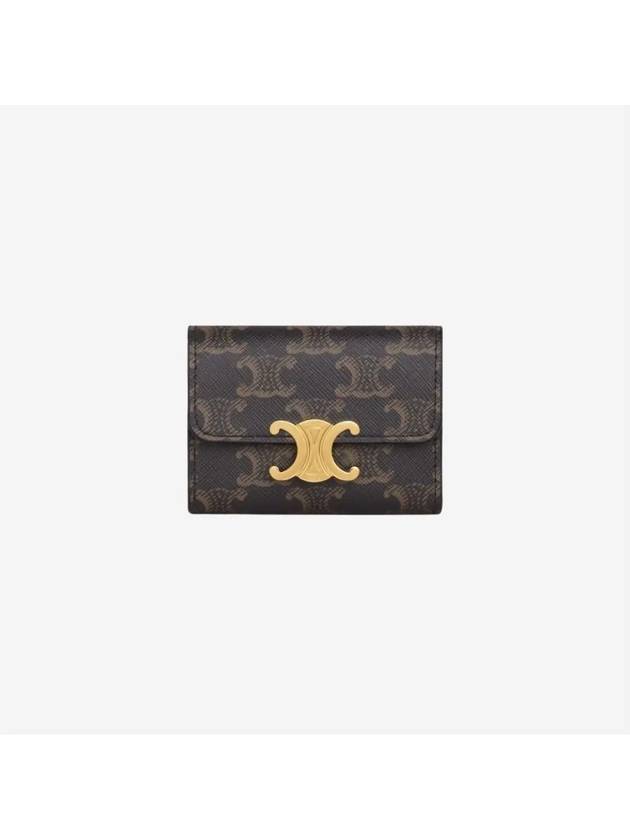 Triomphe Compact Coin Card Wallet Tan - CELINE - BALAAN 5