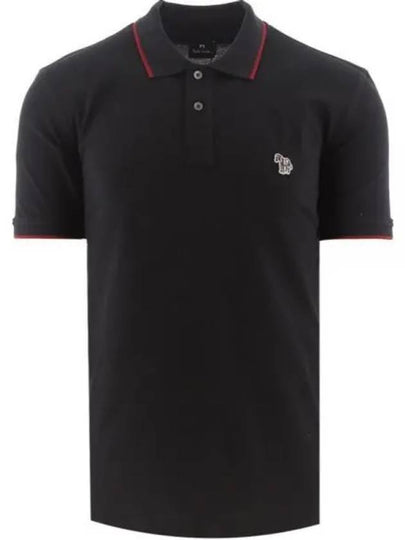 Zebra Patch Regular Fit Short Sleeve Polo Shirt Black - PAUL SMITH - BALAAN 2