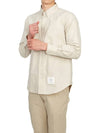 Men's Flannel Back Stripe Straight Fit Cotton Long Sleeve Shirt Beige - THOM BROWNE - BALAAN 5