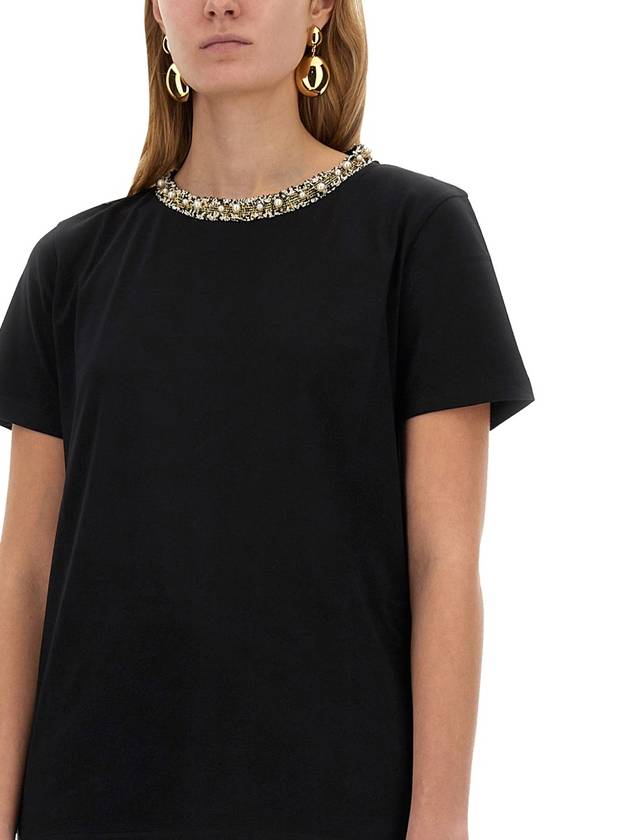 T-SHIRT WITH EMBROIDERED COLLAR - NINA RICCI - BALAAN 4