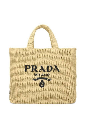 Crochet Tote Bag Natural - PRADA - BALAAN 1