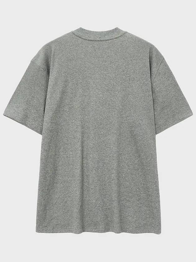 Ribbed Mock Neck Half Short Sleeve T-Shirt Grey - NOIRER - BALAAN 4