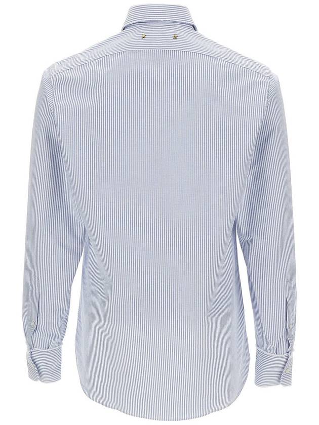 Golden Regular Striped Oxford Long Sleeve Shirt Light Blue - GOLDEN GOOSE - BALAAN 3