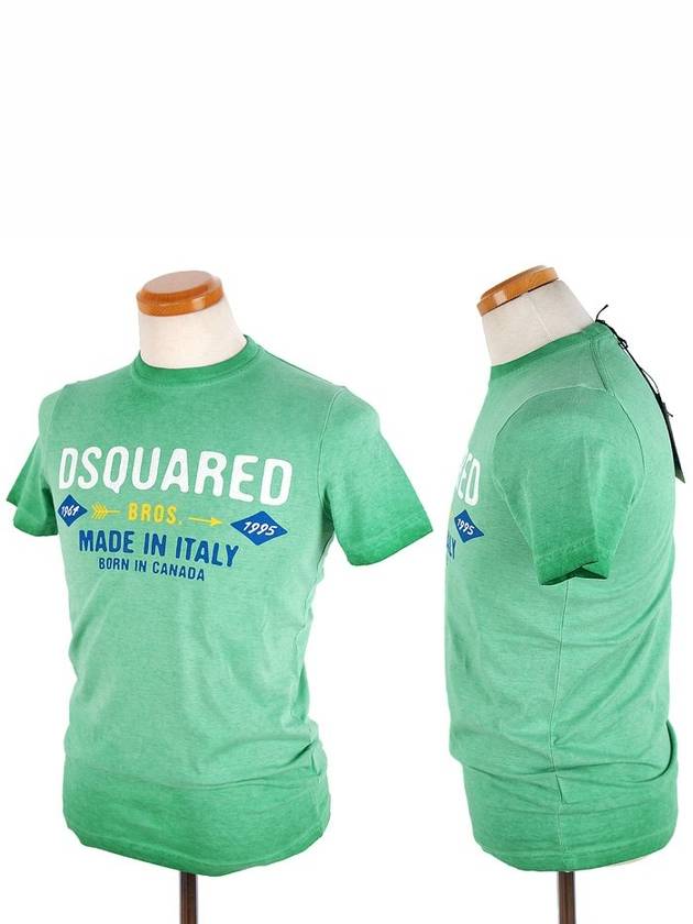 Logo Cotton Short Sleeve T-Shirt Green - DSQUARED2 - BALAAN 3