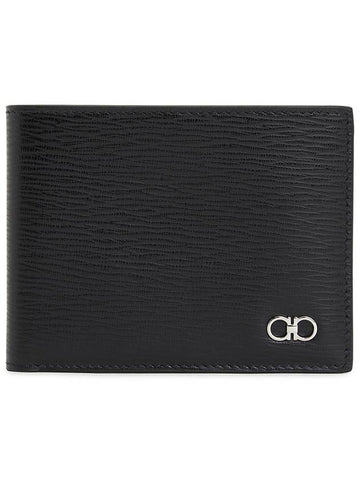 Gancini Half Wallet Black - SALVATORE FERRAGAMO - BALAAN 1