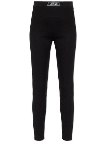 Versace Leggings With Logo Patch, Women's, Black - VERSACE - BALAAN 1