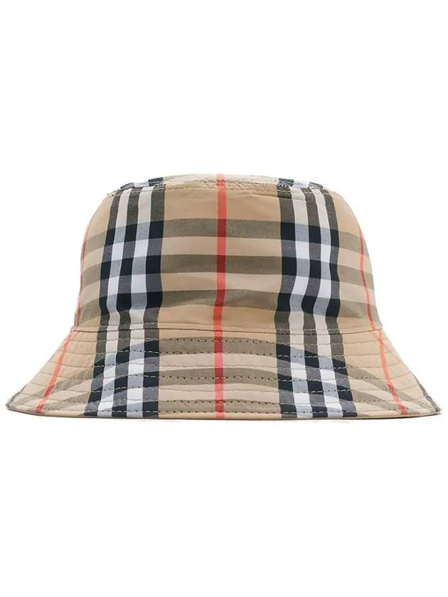 Kids Check Reversible Cotton Blend Bucket Hat Sand - BURBERRY - BALAAN 3