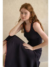 Caisienne slim fit sleeveless slit unbalanced knit dress_black - CAHIERS - BALAAN 8