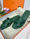 Oran Leather Sandals Green - HERMES - BALAAN 3