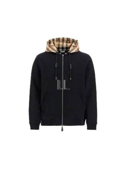 Check Hood Cotton Zip Up Hoodie Black Archive Beige - BURBERRY - BALAAN 2