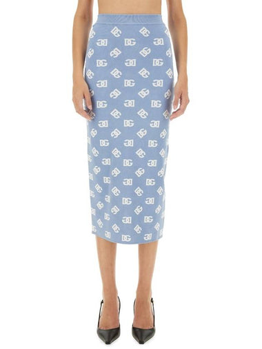 VISCOSE LOGO JACQUARD PENCIL SKIRT - DOLCE&GABBANA - BALAAN 1