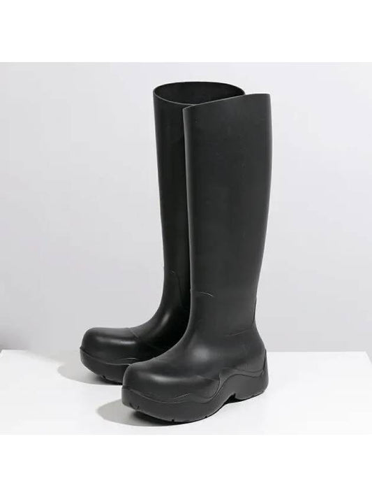 Puddle Rubber High Rain Boots Black - BOTTEGA VENETA - BALAAN 2