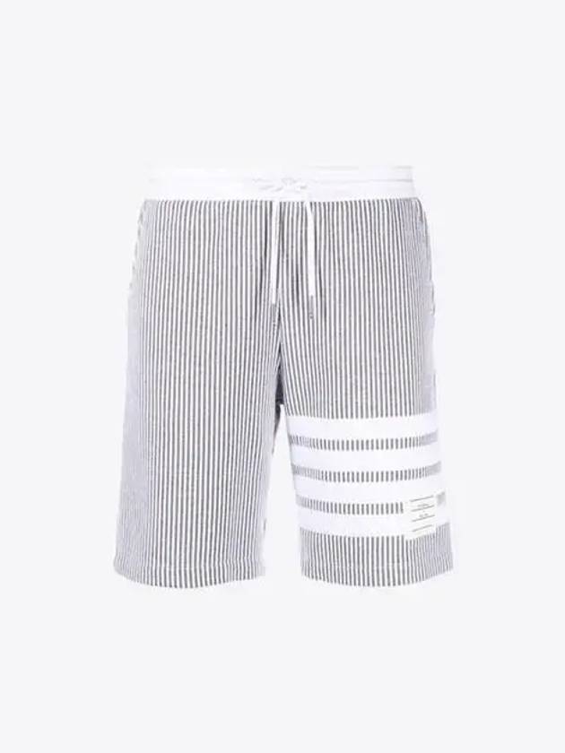 Seesucker Loopback 4 Bar Stripe Shorts Light Grey - THOM BROWNE - BALAAN 2