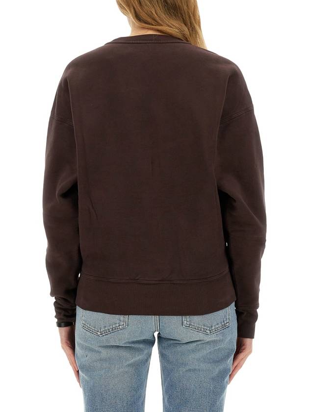 Crew Neck Sweatshirt Taupe Fonce - SAINT LAURENT - BALAAN 4