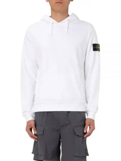 Wappen Patch Brushed Cotton Fleece Hoodie White - STONE ISLAND - BALAAN 2